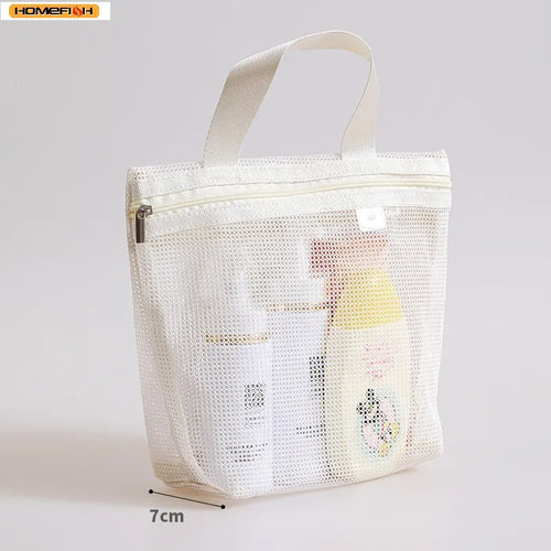 Homefish Mesh Makeup Toiletry Storage Bags Handbags Portable Travel Washing Body Shower Tools