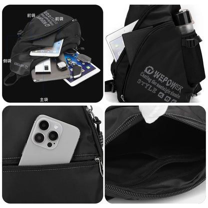 Outdoor Commuting Travel Multi-Function One Shoulder Sling Men Large Capacity Waterproof Chest Bag