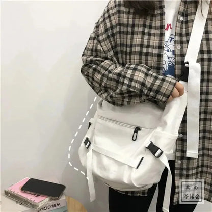 Harajuku Canvas Messenger Bag – Unisex Crossbody Shoulder Bag