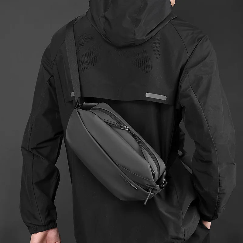Lightweight Nylon Waterproof Men S Crossbody Bag Functional Cycling Chest Backpack - Waterproof