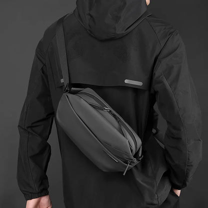Lightweight Nylon Waterproof Men S Crossbody Bag Functional Cycling Chest Backpack - Waterproof