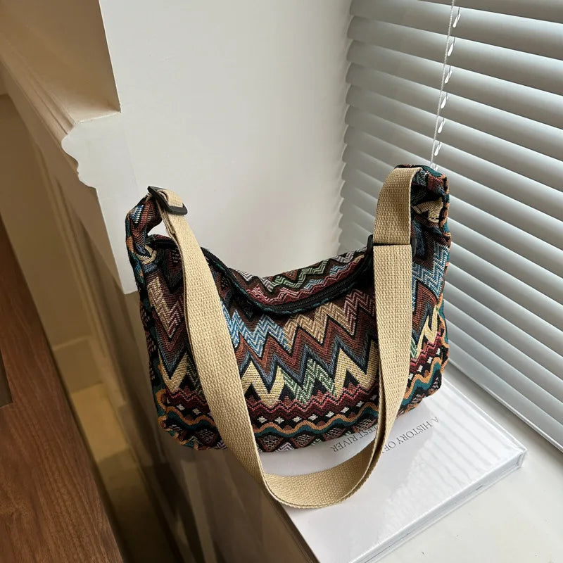 Boho Embroidered Shoulder Bag – Large Capacity Women's Tote