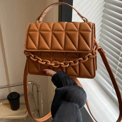 Quilted Crossbody Bag Women's Mini Handbag with Chain Strap