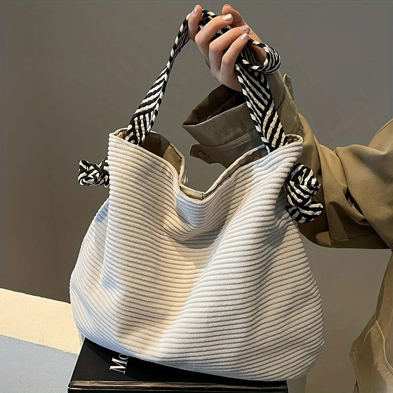 Large Capacity Corduroy Tote Bag – Women's Casual Shoulder Handbag