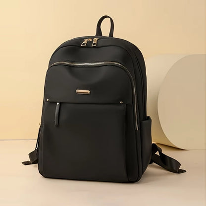 Chic Solid Color Motorbike Backpack Smooth Double Zippers