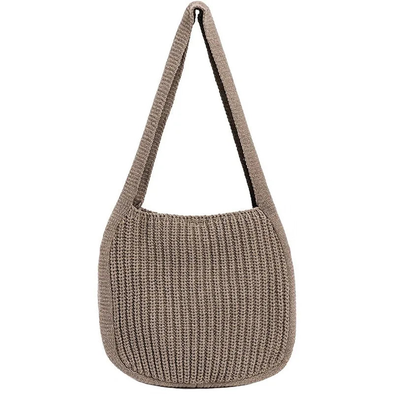 Solid Color Knitted Bag Versatile Underarm Shoulder Women