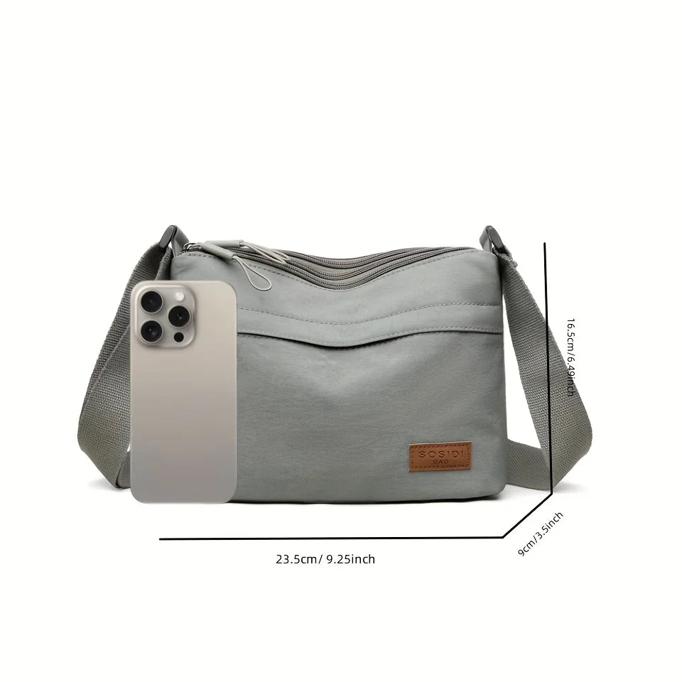 Nylon Women's Crossbody Shoulder Bag – Multi-Pocket Zipper