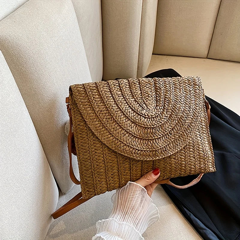 Straw Crossbody Bag for Women – Boho Woven Shoulder Bag