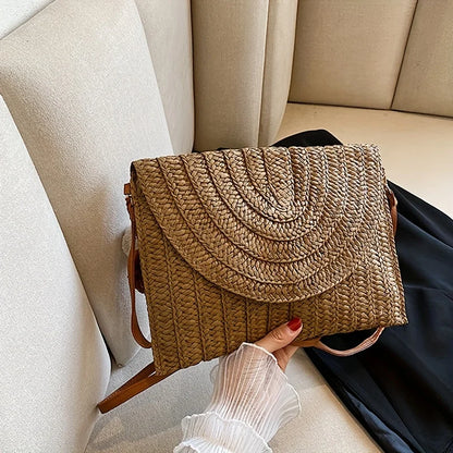 Straw Crossbody Bag for Women – Boho Woven Shoulder Bag