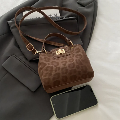 Stylish Banquet Leopard Print Crossbody Bag Vintage Chic Tote Retro Buckle Handbag Underarm Shoulder