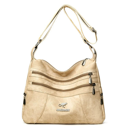 Vintage Shoulder Bag – Multi Layer Faux Leather Crossbody Handbag for Women