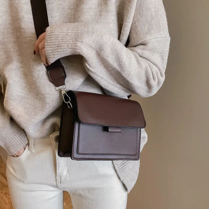 PU Leather Crossbody Bag for Women – Classic Flap Shoulder Handbag