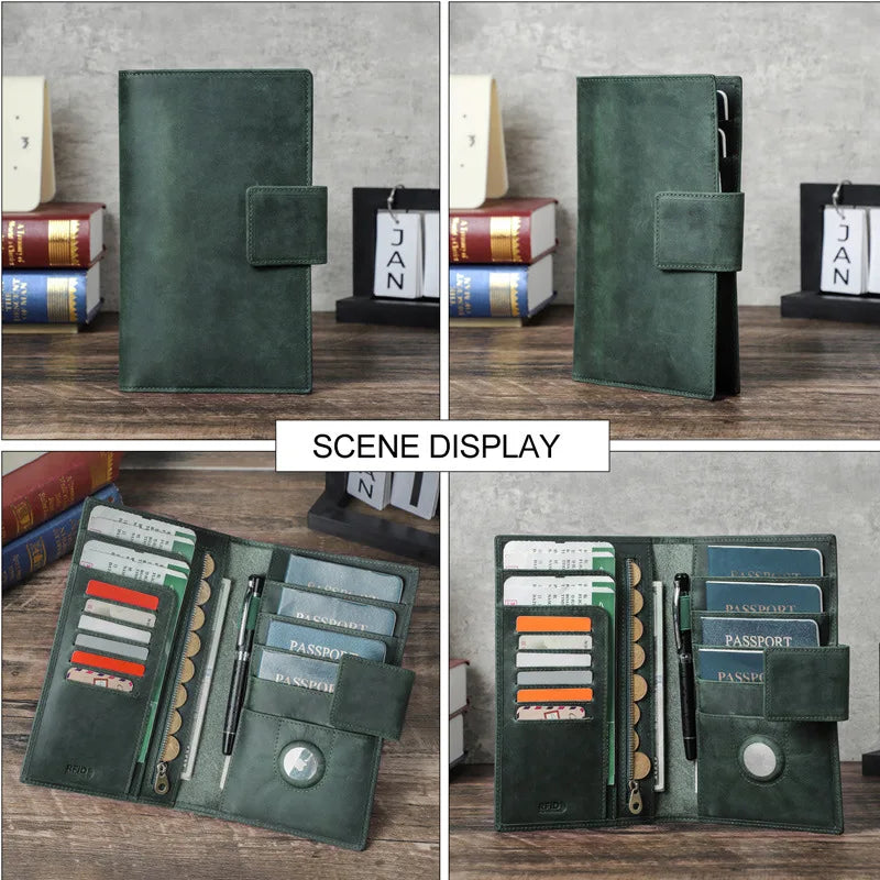 Retro Crazy Horse Leather Rfid Real Passport Holder