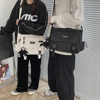 Korean Workwear Style Letter Shoulder Bag Hong Kong Style Retro Versatile Casual Student Plug-In
