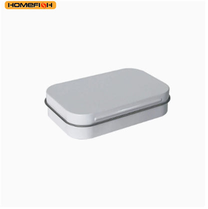 Homefish Metal Rectangular Empty Mini Tin Box Tinplate Push Candy Pill Cases Bins Jar Hinged