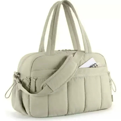 Quilted Duffle Bag for Women – Gym Tote with Crossbody Strap