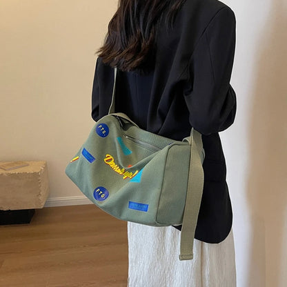 Canvas Tote Bag – Large Capacity Graffiti Print Shoulder Handbag