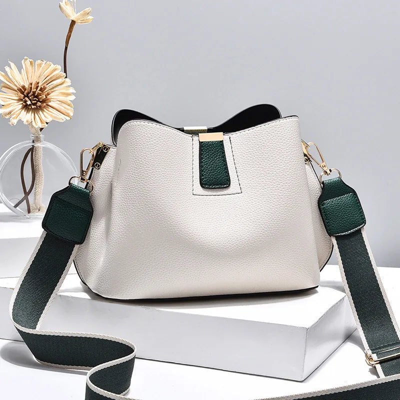 Bucket Bag – Soft Minimalist Shoulder Bag with Contrast Strap