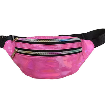 Ladies Laser Waist Bag Pu Multi-Function Color One Shoulder Sling Large Capacity Mobile Phone