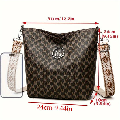 Crossbody Bag for Women – Monogram Faux Leather Shoulder Bag