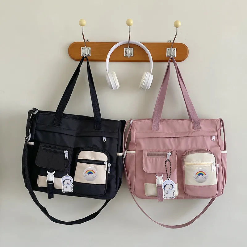Harajuku Nylon Shoulder Bag – Multi-Pocket Crossbody Messenger Bag