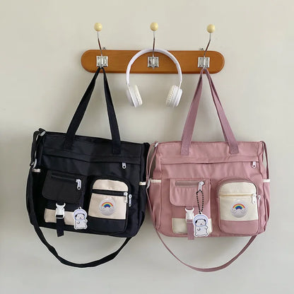 Harajuku Nylon Shoulder Bag – Multi-Pocket Crossbody Messenger Bag