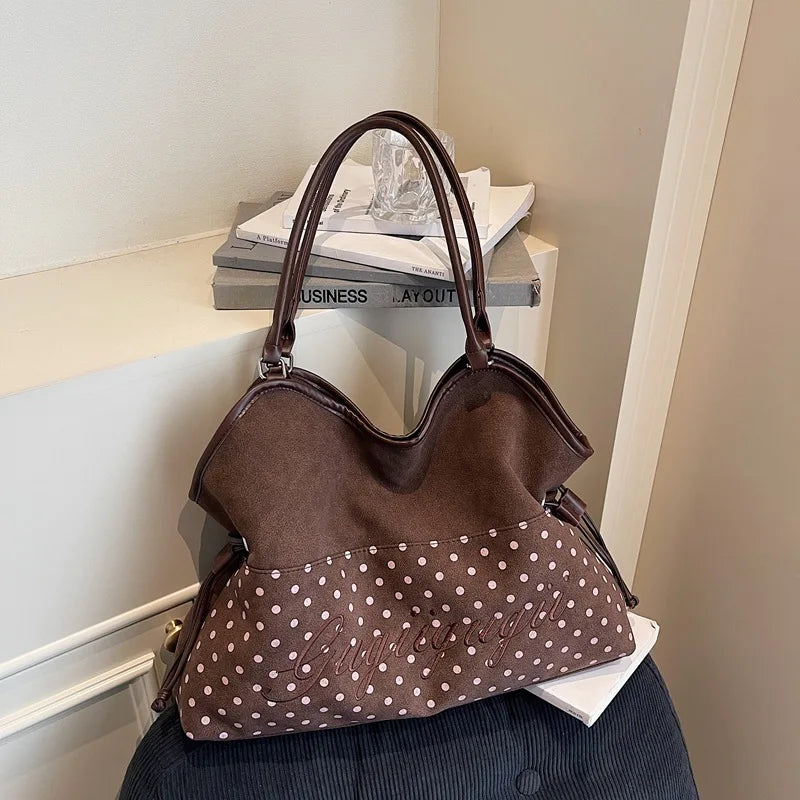 Brand Women S Shoulder Bag Y2k Sweet Polka Dot Handbag Korean Casual Versatile Leopard Print Brown
