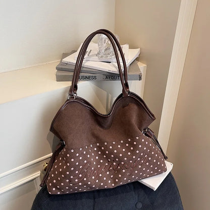 Brand Women S Shoulder Bag Y2k Sweet Polka Dot Handbag Korean Casual Versatile Leopard Print Brown