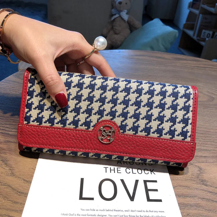Leather Long Purse Ladies Wallet Niche Design Multi-Card Bag Canvas Coin Premium Large Capacity