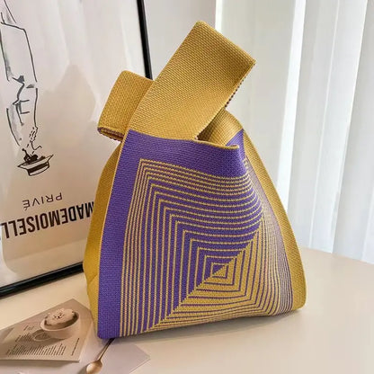 Graphic Knit Wrist Bag Mini Tote for Women