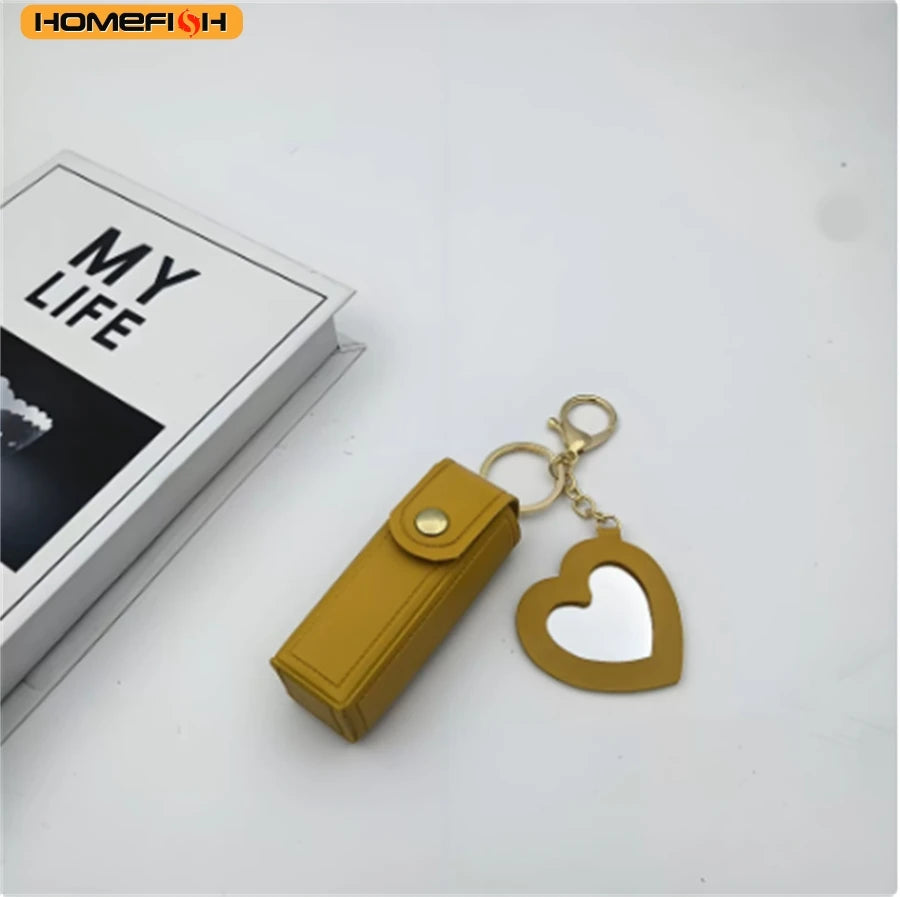 Heart-Shaped Mirror Portable Mini Lipstick Bag Homefish Various Colors Available Portable Lipstick