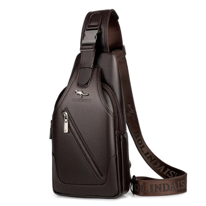Men S Chest Bag Cowhide Cross-Body Casual Shoulder Leather Large Capacity Business Backpack