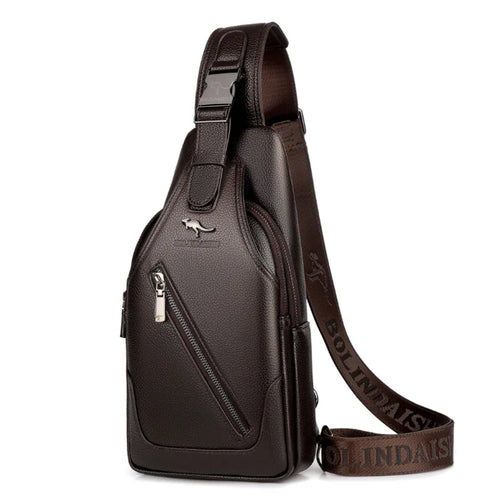 Men S Chest Bag Cowhide Cross-Body Casual Shoulder Leather Large Capacity Business Backpack