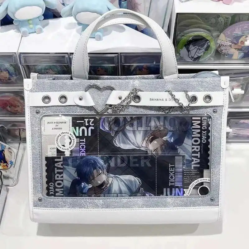 Denim Ita Bag Transparent Pocket DIY Crossbody – Y2K