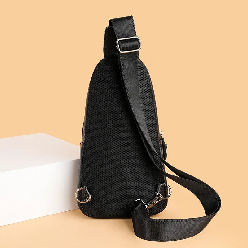 Genuine Leather Men S Chest Bag Top Layer Cowhide Crossbody Large-Capacity Business Single-Shoulder