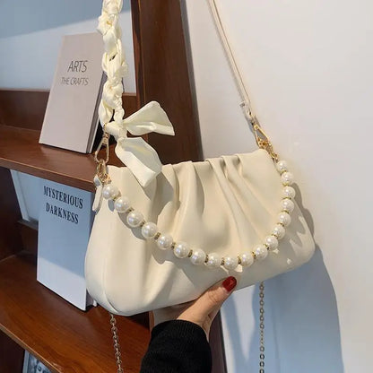 Pearl Pleated Cloud Underarm Bag Versatile Large-Capacity Single-Shoulder Crossbody Bag