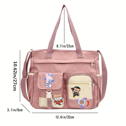 Canvas Tote Shoulder Bag for Teen Girls – Cute Kawaii Style