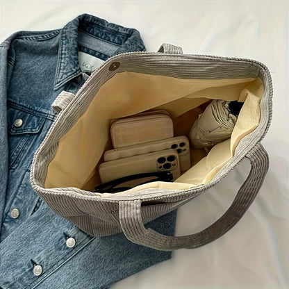 Women's Corduroy Tote Bag – Large Capacity Shoulder Bag