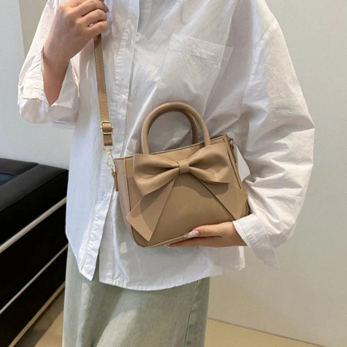 Elegant Bow Handbag Shoulder Crossbody Bag Golden Hardware Detachable Horizontal Strap Stylish Daily