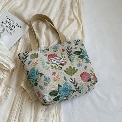 Women's Floral Canvas Tote Bag – Lightweight Large Capacity