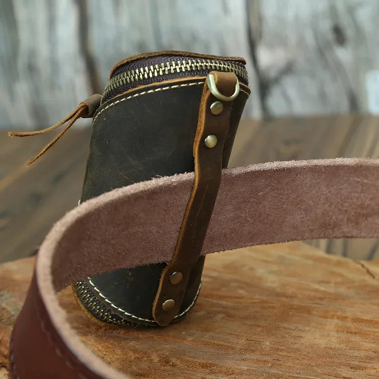 Creative Vintage Crazy Horse Leather Key Bag Zipper Card Senior Men S Women