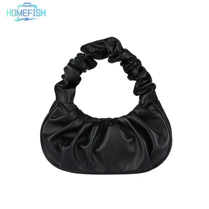 Homefish Pleated Pu Cloud Handlebags Women Leisure Armpit Shoulder Bags Dumpling Handbag Female