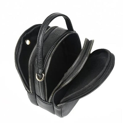 PU Leather Mini Tote Bag for Women – Dual Zip Crossbody