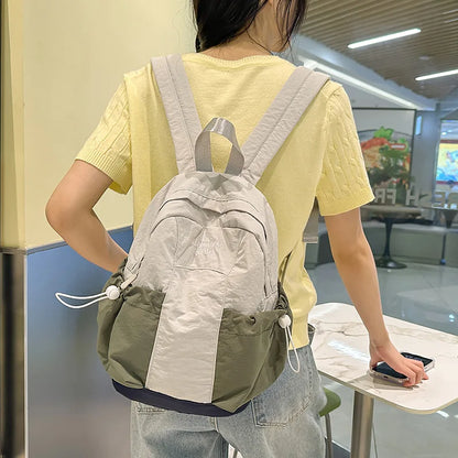 Cute Nylon Fabric Waterproof Backpack Contrasting Colors - Waterproof