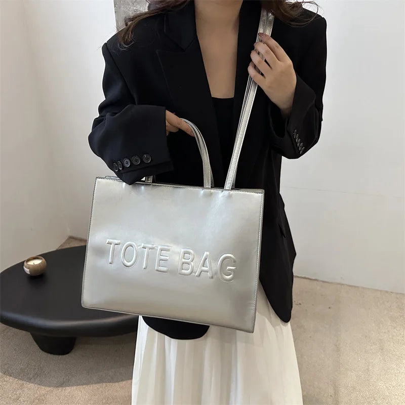 PU Leather Tote Bag – Vintage Embossed Shoulder & Crossbody Bag
