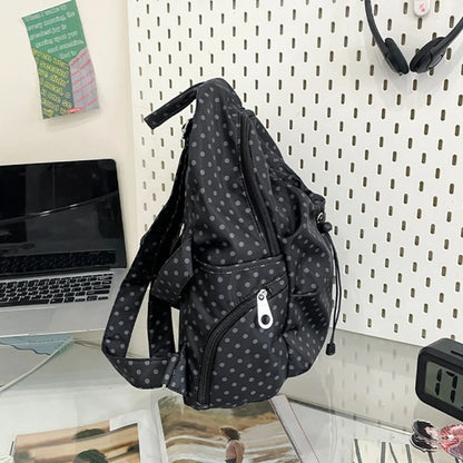 Korean Style Polka Dot Women S Backpack Niche Preppy Versatile Bag Lightweight Nylon Students Travel