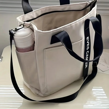 Multi-Pocket Canvas Tote Bag – Adjustable Crossbody Shoulder Bag