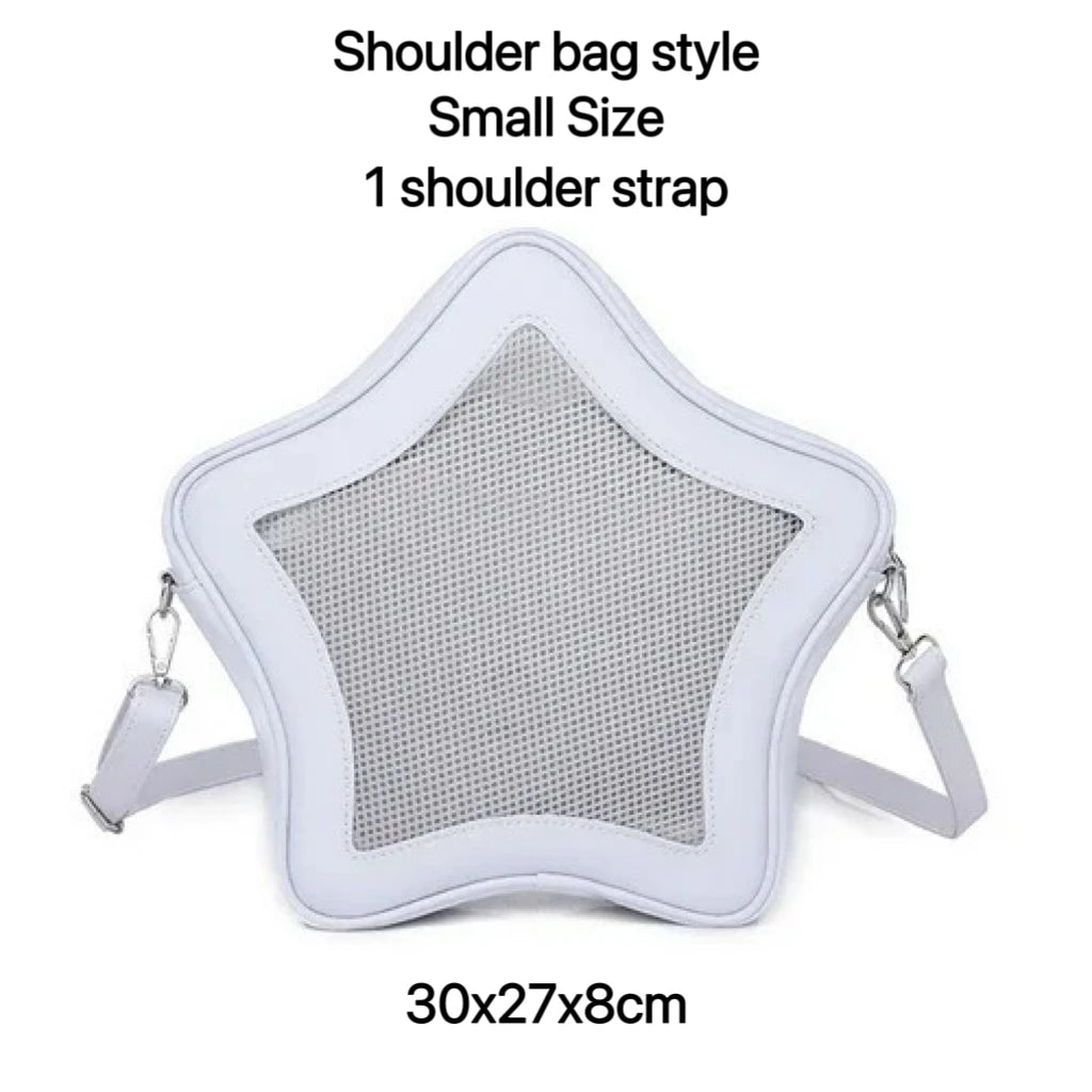 Star-Shaped Ita Bag – Kawaii Transparent Shoulder Bag for Badge Display