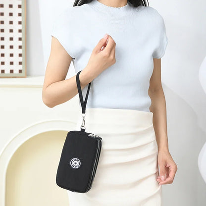 Three Layer Zipper Short Mobile Phone Bag Chic Women Hand Makeup Clutches Portable Change Waterproof