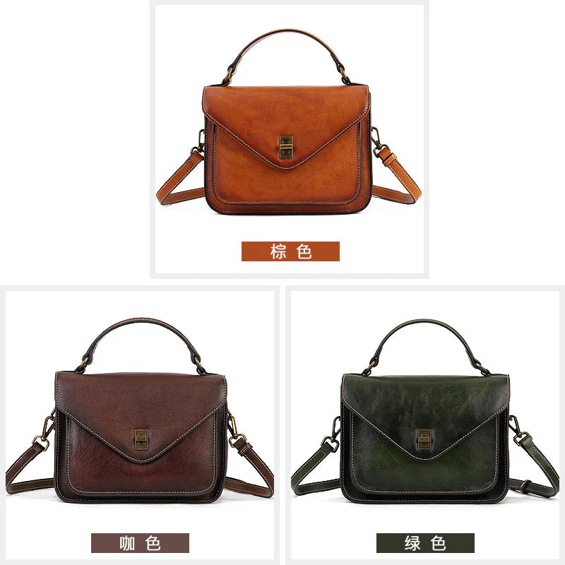Top-Grain Cowhide Lady S Hand-Held Vintage Messenger Bag Envelope Bag Genuine Leather
